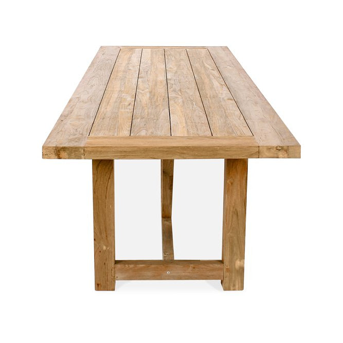 Side profile of the Gather reclaimed teak dining table