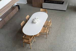 Beautifully crafted dining chair in a solid American Oak Frame in a natural finish.  Magnolia Lane modern dining furniture 2