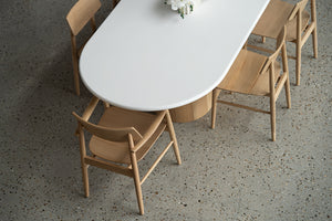 Beautifully crafted dining chair in a solid American Oak Frame in a natural finish.  Magnolia Lane modern dining furniture 11