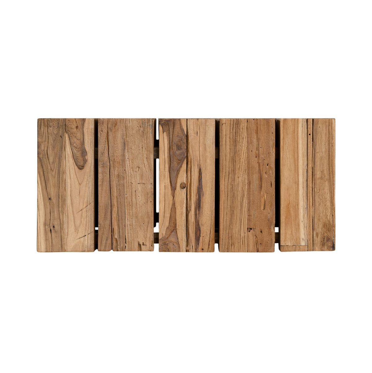Hamali Block Coffee Table showing individual reclaimed teak blocks, side view