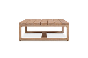 Harbour Island Outdoor Coffee Table – oversize low, made from sustainable premium-grade teak, showcasing a robust, minimalist design ideal for indoor or outdoor use with lasting durability. Side view.