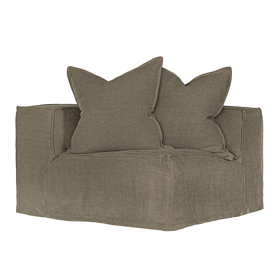 Hendrix Corner Module by Uniqwa Collections in Bark linen