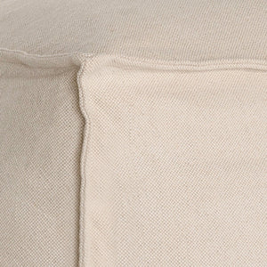 Uniqwa Hendrix Modular Sofa with curve section in sand, with feather cushioning and removable slipcover, timber frame modern coastal sofa with scatter cushions, available in multiple colours.