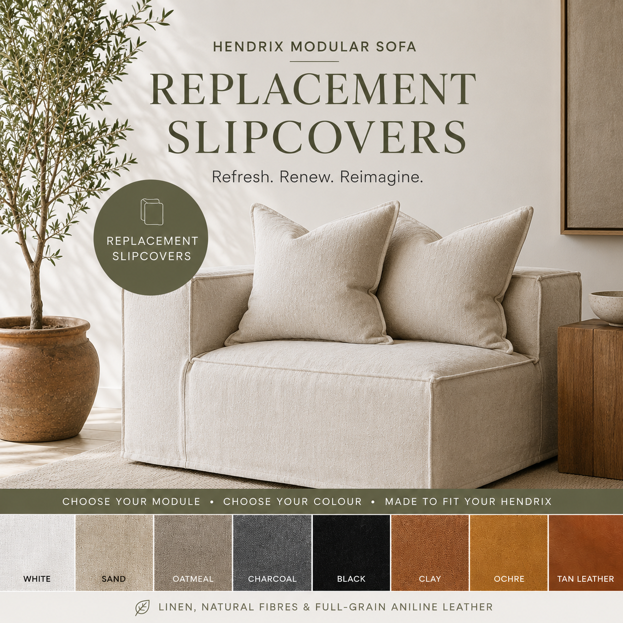 Hendrix Modular Sofa | Replacement Slipcovers by Uniqwa Collections