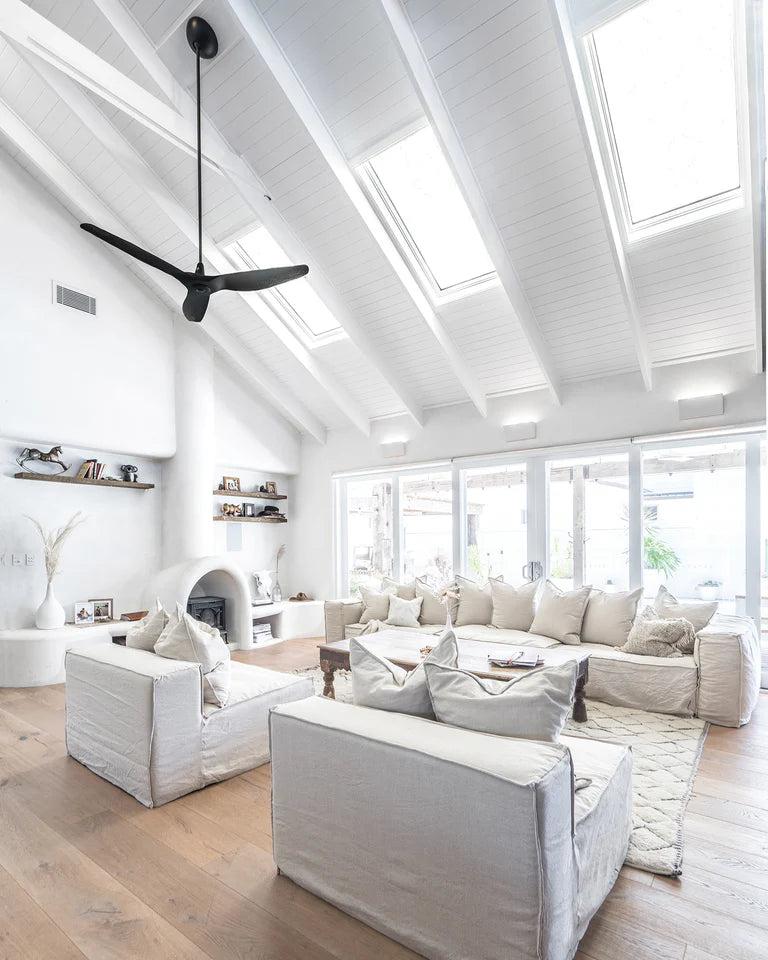 Uniqwa Hendrix Modular Sofa with corner section, with feather cushioning and removable slipcover, timber frame modern coastal sofa with scatter cushions, available in multiple colours.  Modern Interior - Spell designer's home interior.