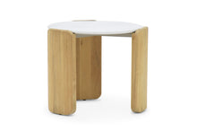 Load image into Gallery viewer,  Ibiza full outdoor marble top side table with teak legs. Magnolia Lane resort style living 1