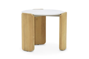  Ibiza full outdoor marble top side table with teak legs. Magnolia Lane resort style living 1