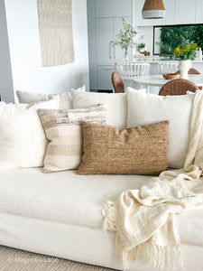 Rustic reversible hand-loomed cushion, Magnolia Lane modern interiors