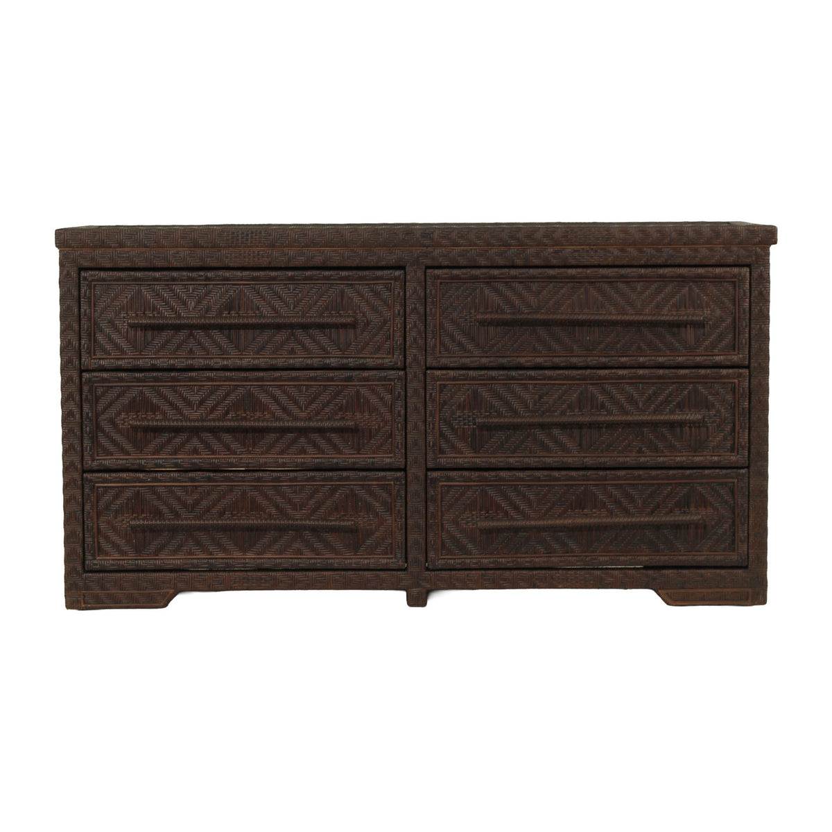 Isola six drawer rattan chest in Colonial Brown, front view