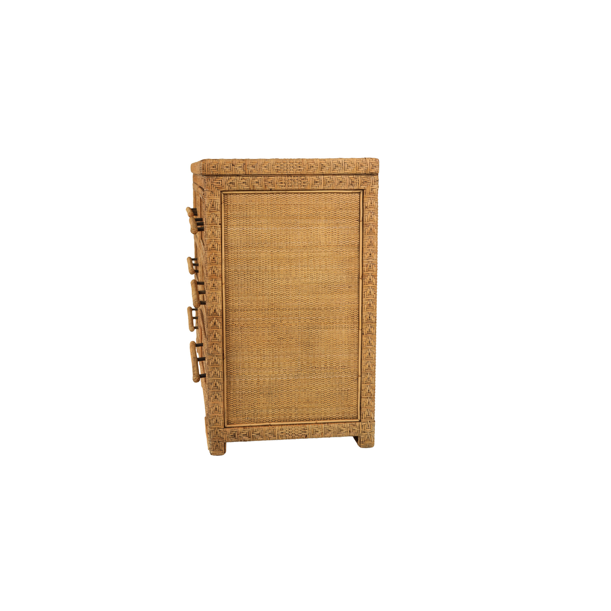 Isola six drawer rattan chest in Natural Brown Wash, side view