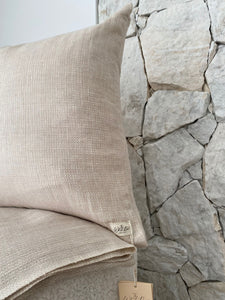 Beautiful linen gauze cushion in cookie and cream, Magnolia Lane designer cushions Australia wide delivery