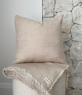 Beautiful linen gauze cushion in cookie and cream, Magnolia Lane designer cushions