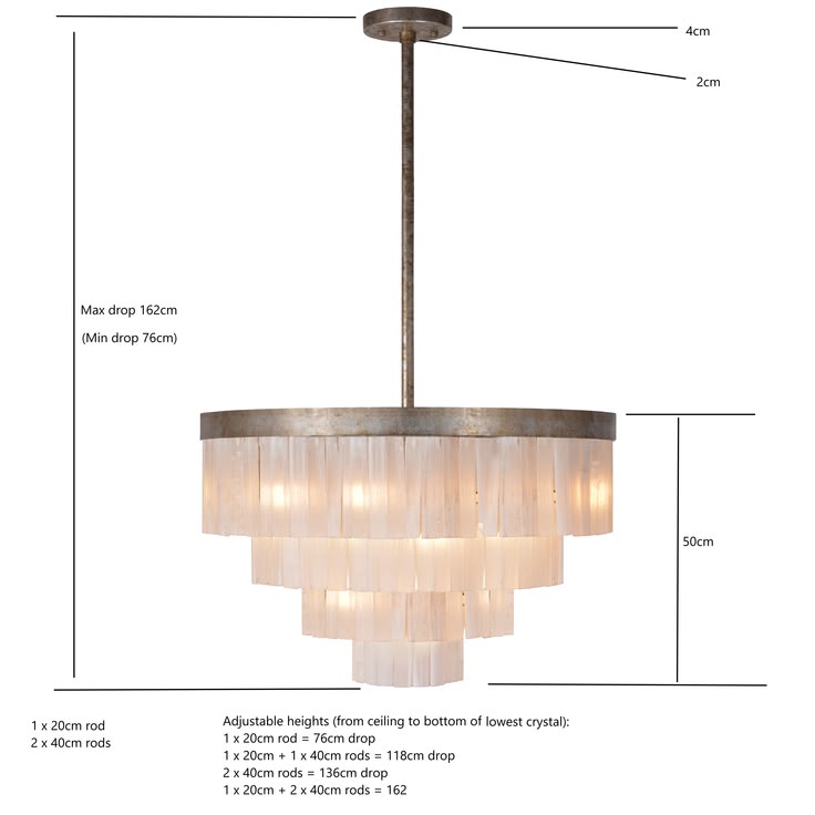 Lumière Pendant Round Chandelier dimensions and measurements