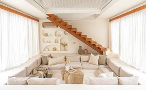 Natural teak log coffee table by Uniqwa, Magnolia Lane modern rustic living