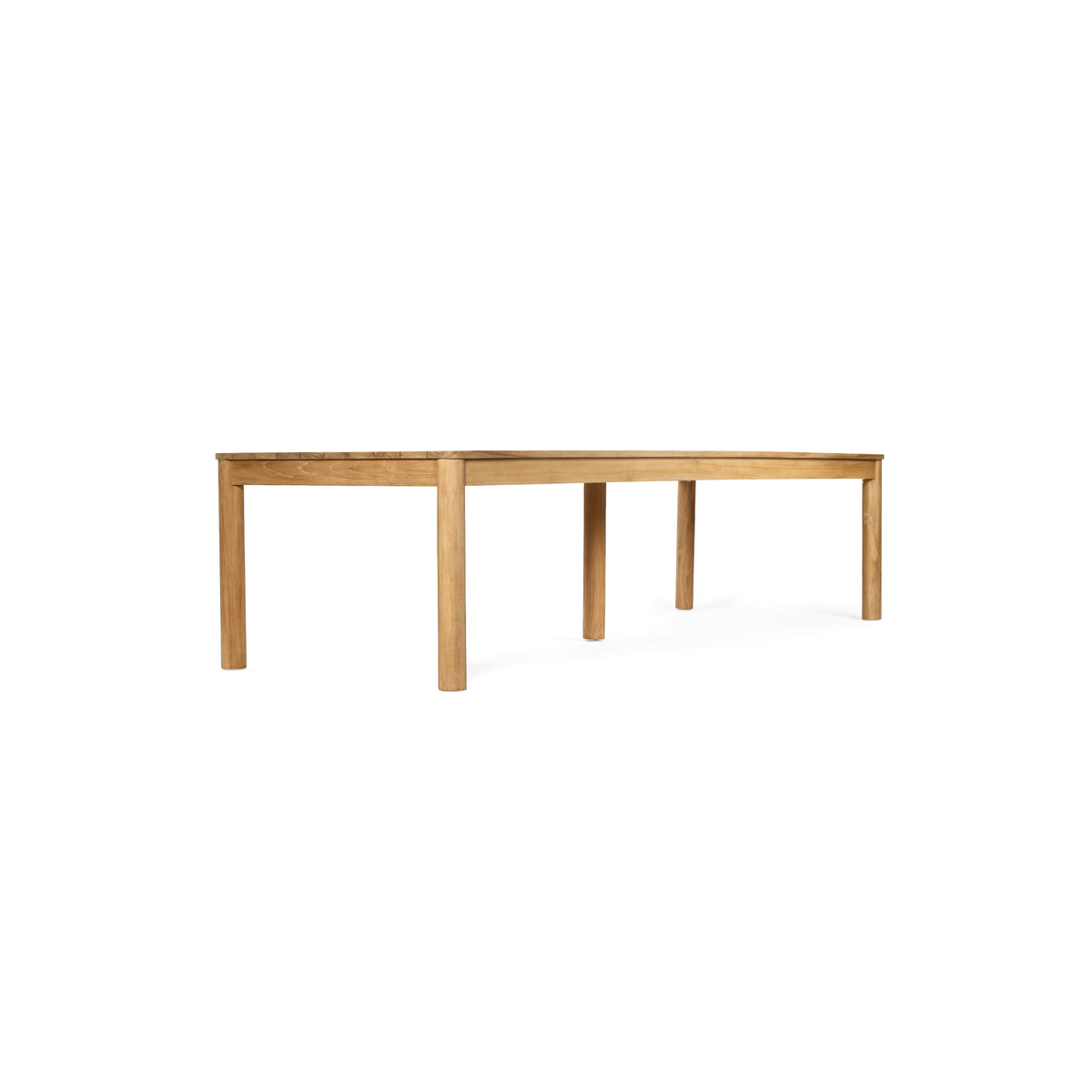 Noosa 3.2m solid teak outdoor dining table, long side view