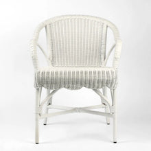 Load image into Gallery viewer, Beautiful French inspired rattan armchair in white, Magnolia Lane classic designs for the modern home