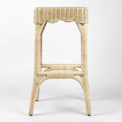 Beautifully hand woven rattan barstools with scollop skirt, Magnolia Lane