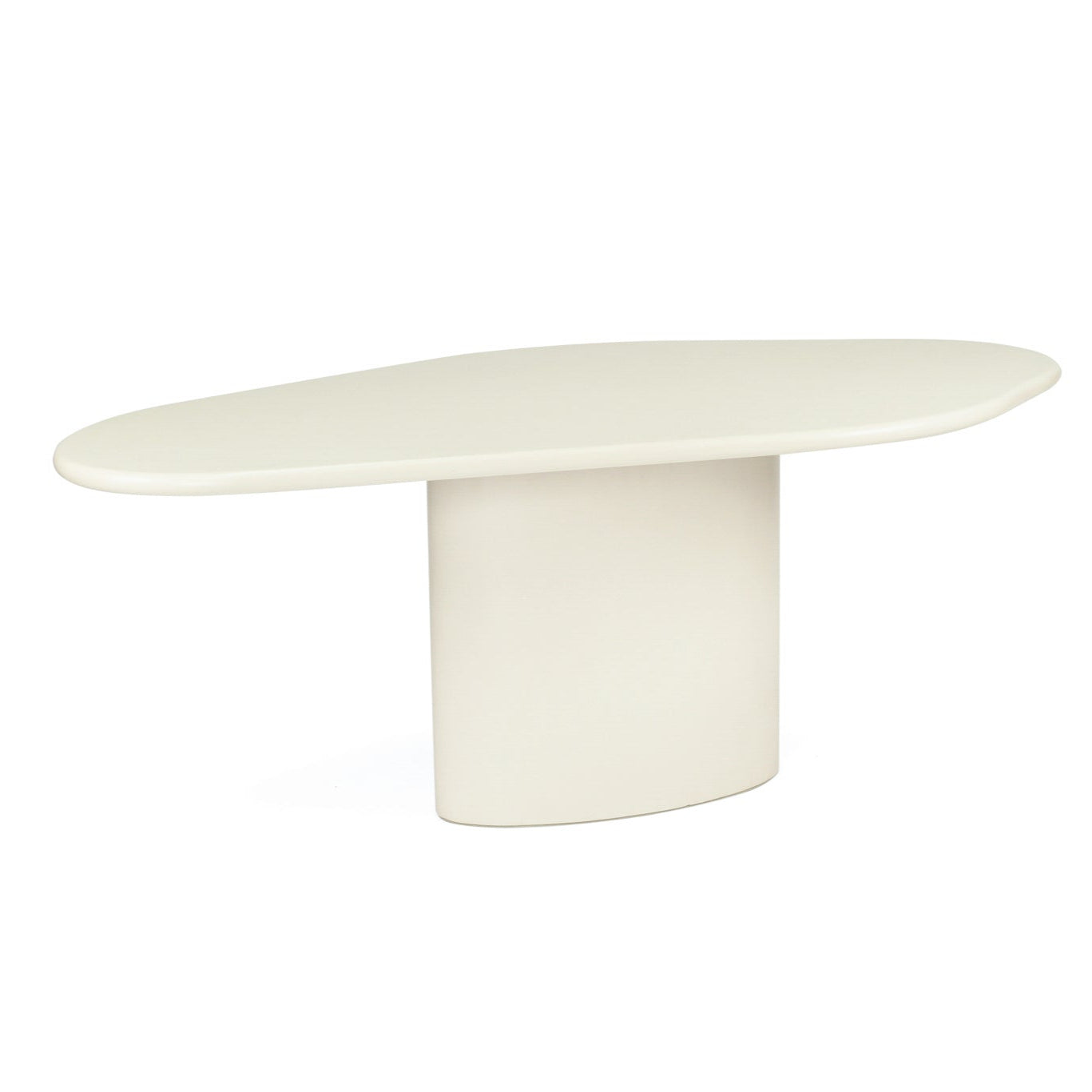 Saint Tropez Dining Table with ivory micro cement finish – modern coastal design with organic shape and refined matte texture - overall perspective