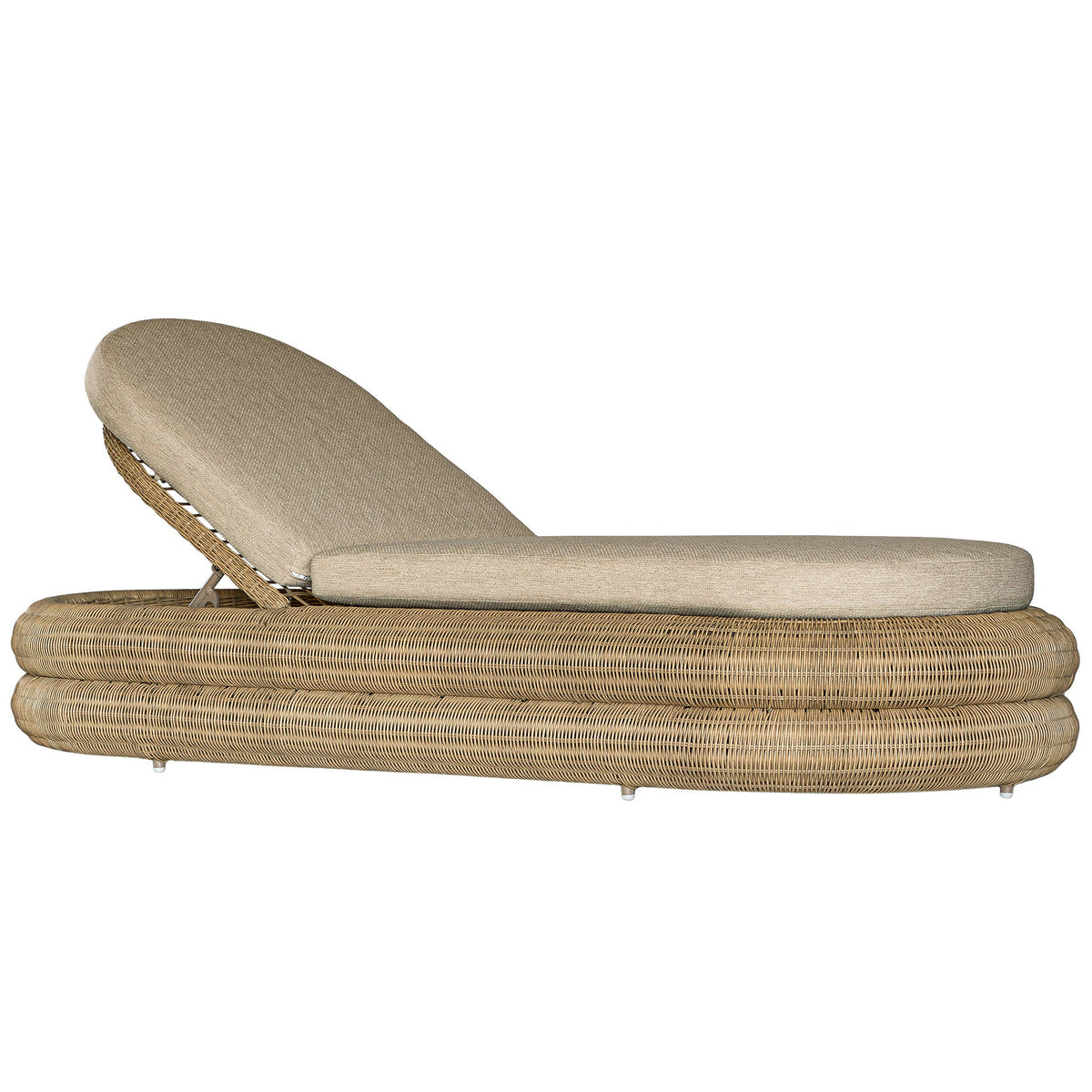 Satori outdoor sun lounger in Natural, front angled view