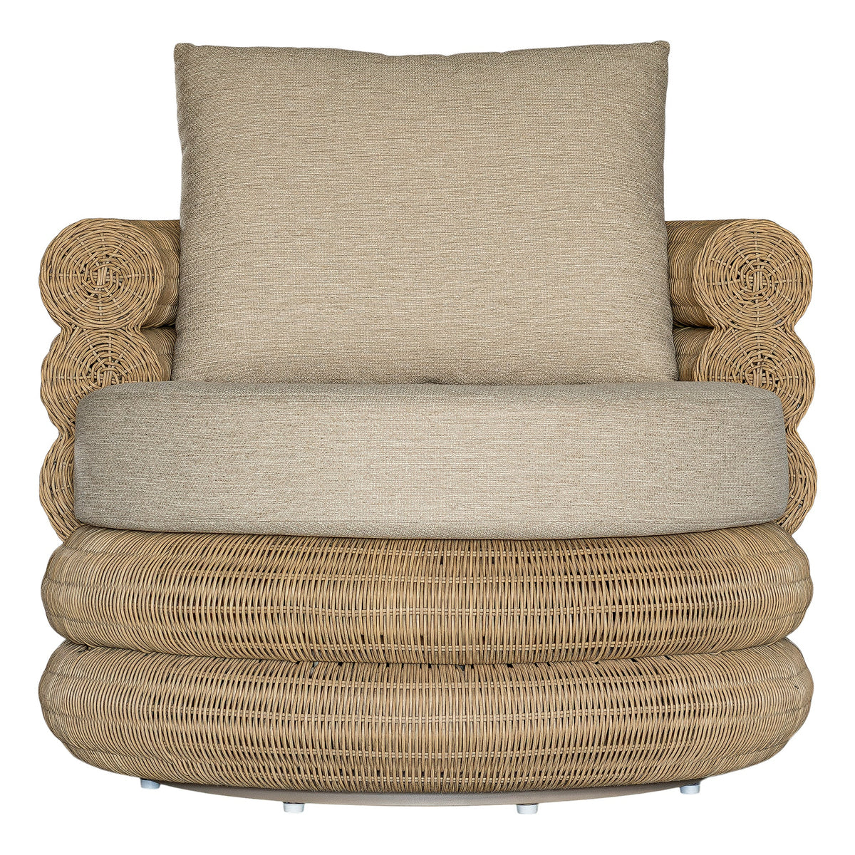 Satori outdoor swivel chair in Natural, front view