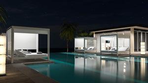 Seychelles double day bed villa, Magnolia Lane resort style living poolside