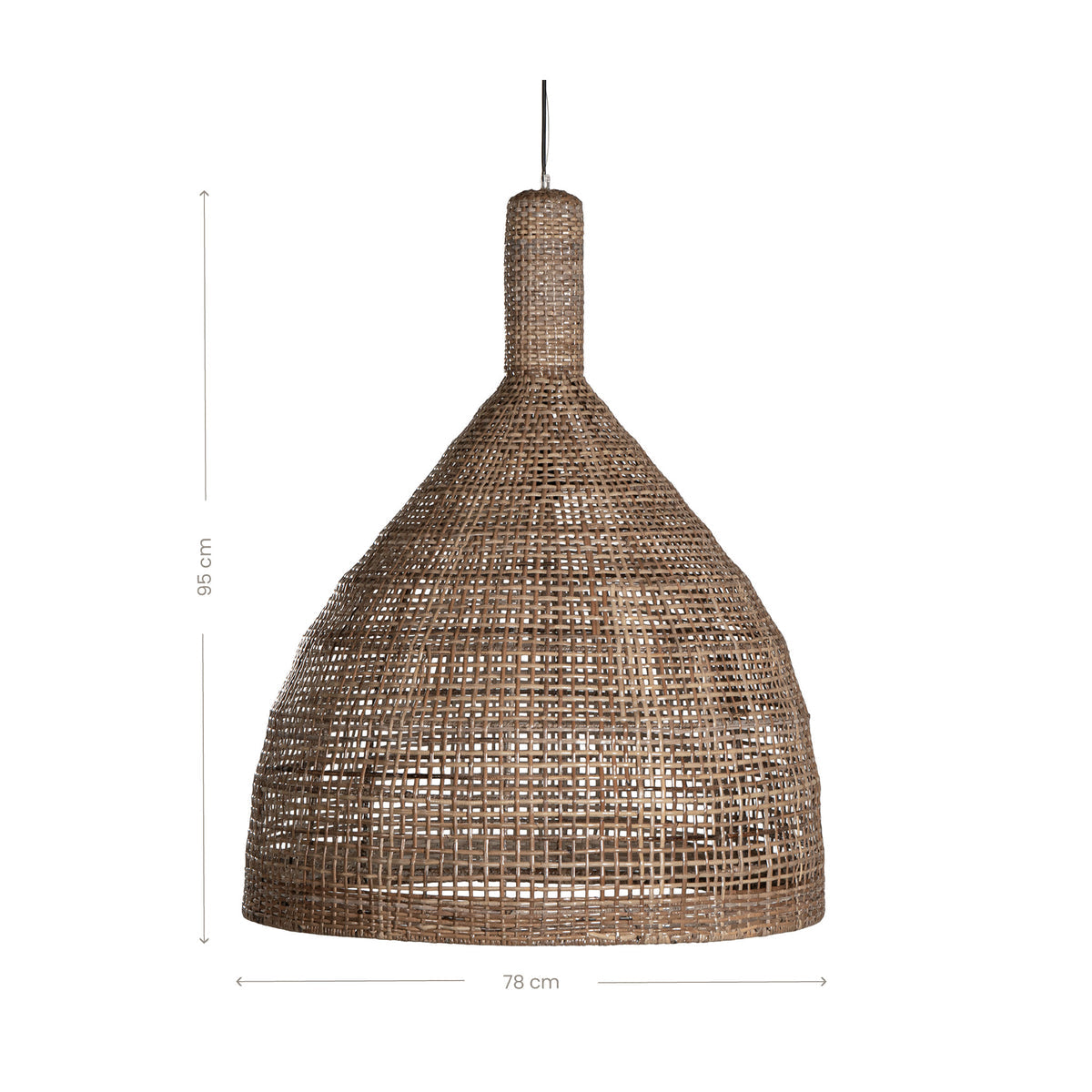 Soul Rattan Pendant by Uniqwa Collections handcrafted from natural woven rattan. Dimensions.