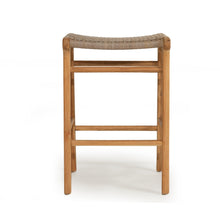 Load image into Gallery viewer, Stradbroke Backless Counter Stool made from solid Teak with woven Viro outdoor cord seat, minimalist design for indoor or outdoor use