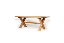 Load image into Gallery viewer, Surfer Dining Table made from premium A-Grade American Oak with a natural raw finish, perfect for elegant Sunday meals with family. Side angle view