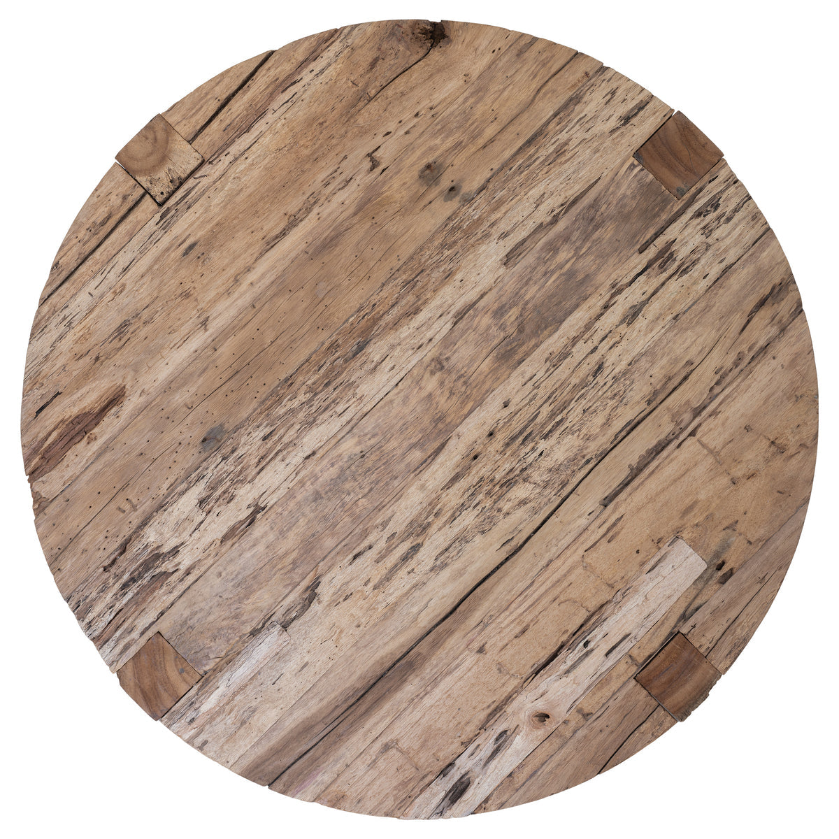 Detail of reclaimed timber surface with nail holes, splits and natural markings unique to each coffee table 1