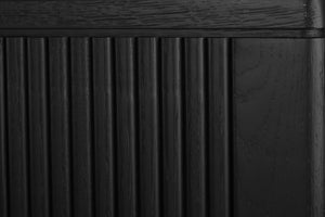Grange Bedhead in black oak veneer, modern bedroom furniture with elegant and durable design.  Close up.