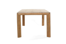 Load image into Gallery viewer, Great Teak Dining Table in A-grade teak with a natural brushed finish, offering exceptional durability and timeless elegance—also available in American Oak. Table top and Side end view