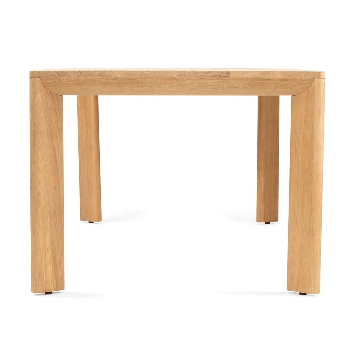 Great Dining Table made from solid American Oak with a raw Osmo PolyX finish, designed as a durable and elegant dining centerpiece. Side view