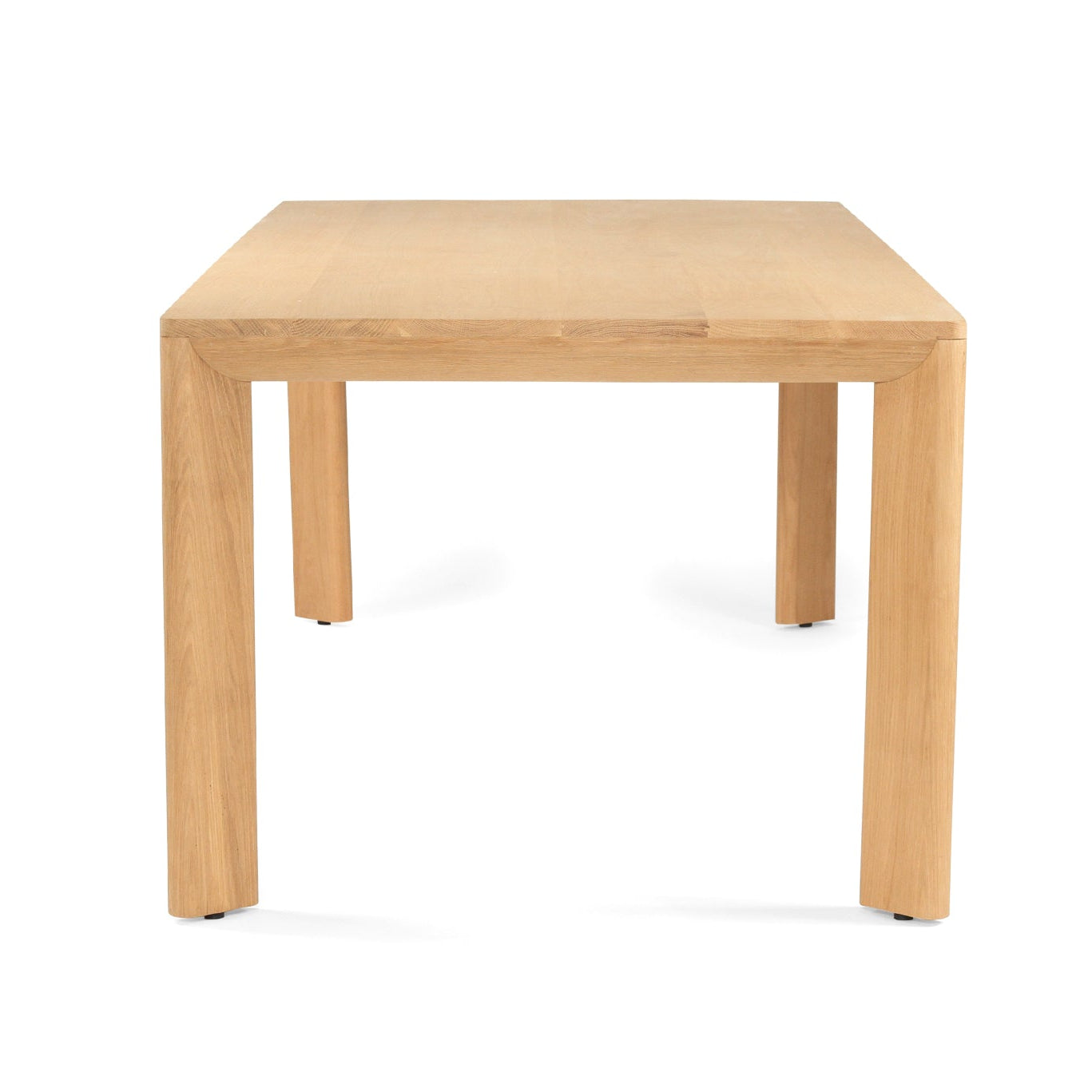 Great Dining Table made from solid American Oak with a raw Osmo PolyX finish, designed as a durable and elegant dining centerpiece. Side view 2