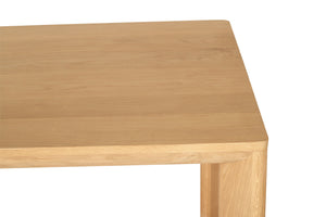 Great Dining Table made from solid American Oak with a raw Osmo PolyX finish, designed as a durable and elegant dining centerpiece. Top corner 1