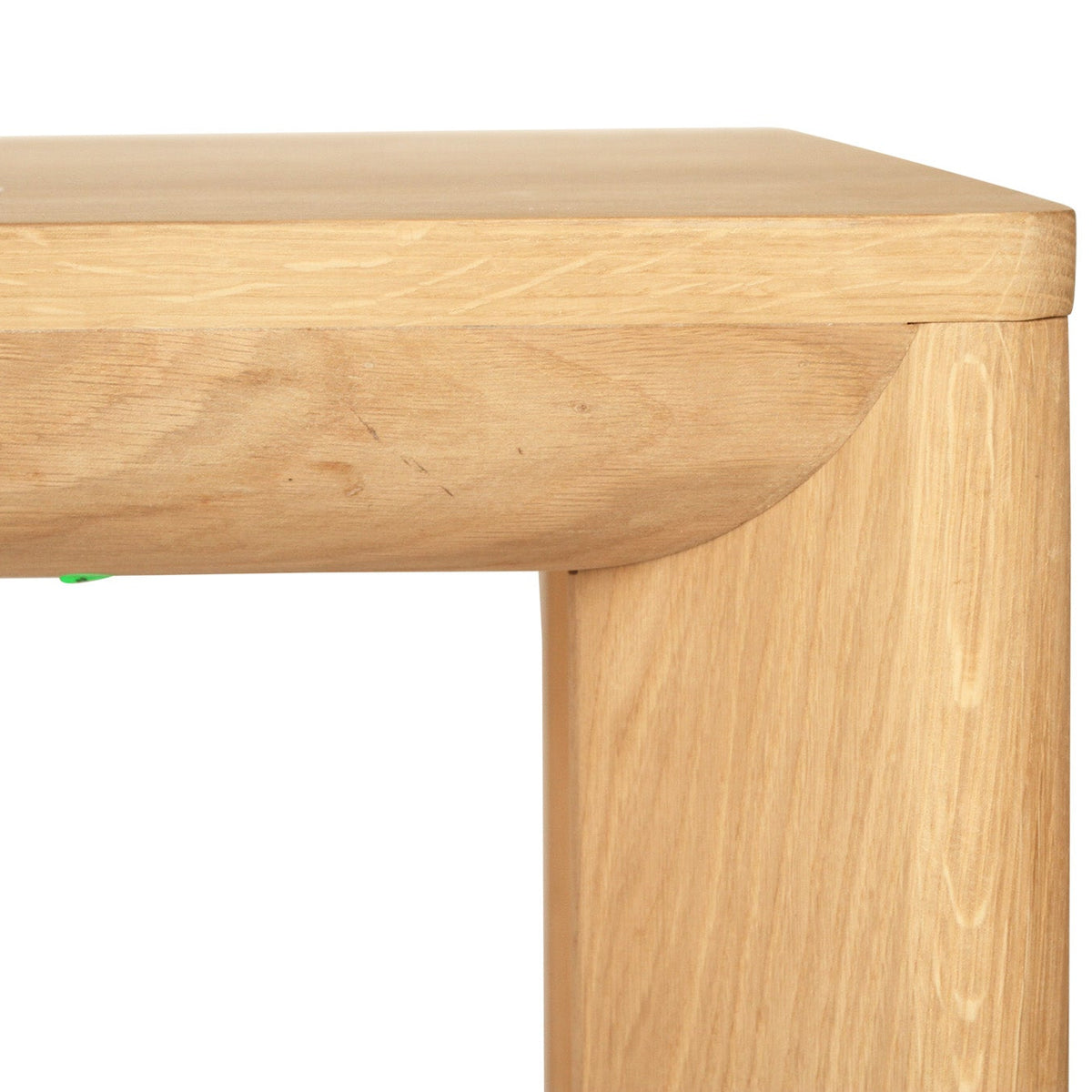 Great Dining Table made from solid American Oak with a raw Osmo PolyX finish, designed as a durable and elegant dining centerpiece. Top corner