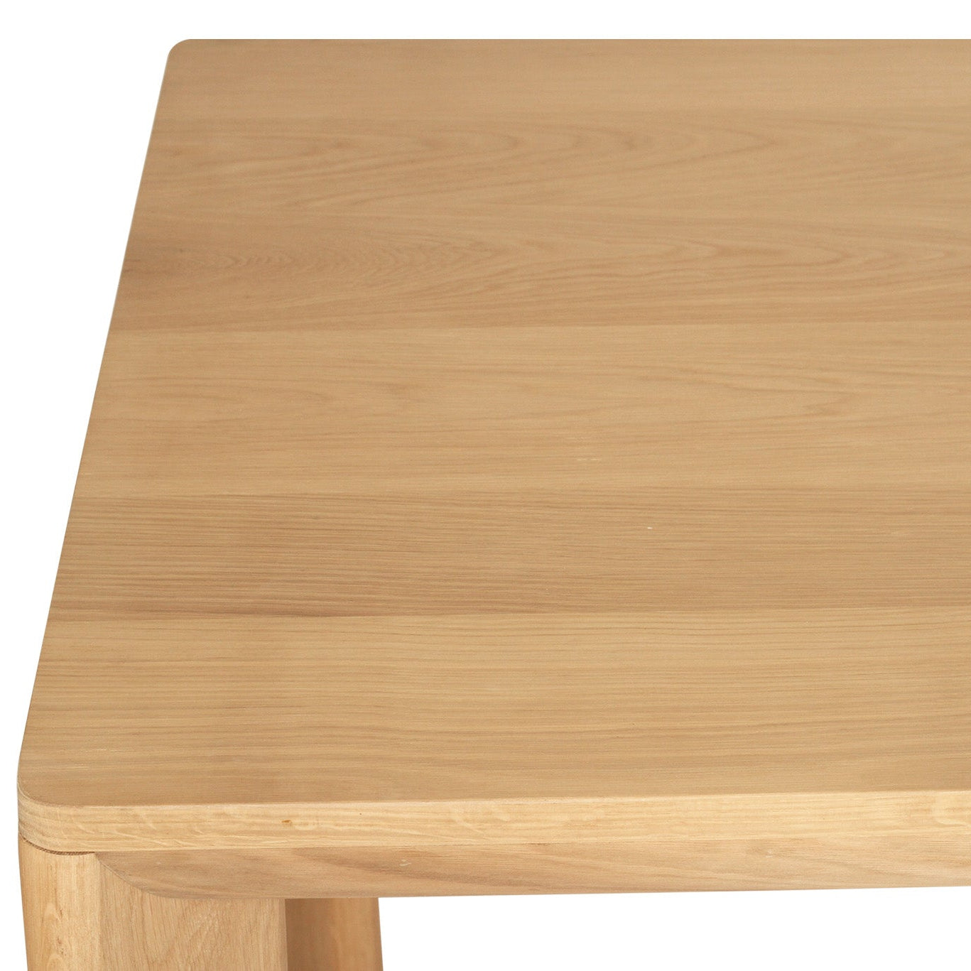 Great Dining Table made from solid American Oak with a raw Osmo PolyX finish, designed as a durable and elegant dining centerpiece. Top corner 2