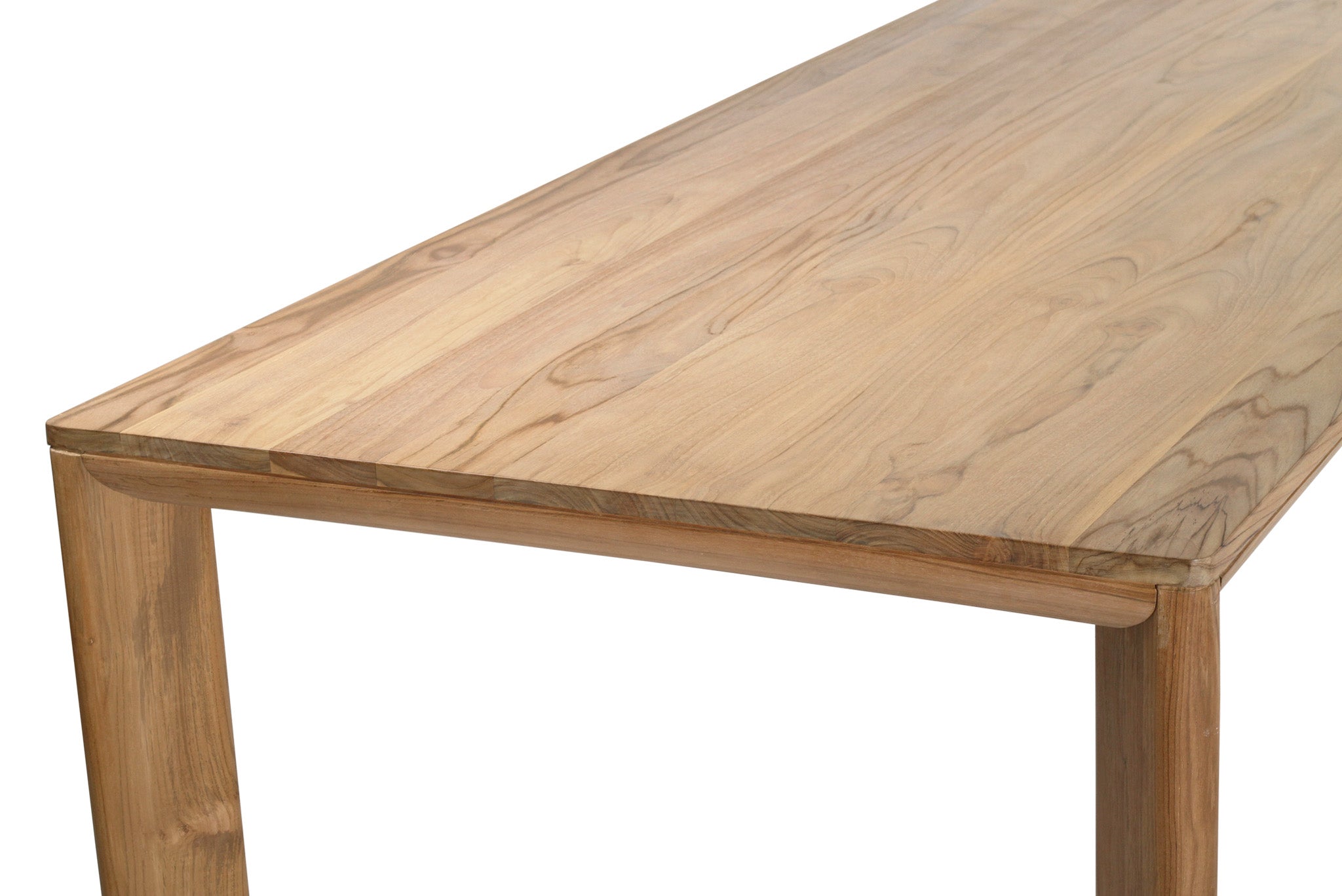 Great Teak Dining Table in A-grade teak with a natural brushed finish, offering exceptional durability and timeless elegance—also available in American Oak. Table top view