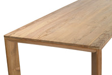 Load image into Gallery viewer, Great Teak Dining Table in A-grade teak with a natural brushed finish, offering exceptional durability and timeless elegance—also available in American Oak. Table top view