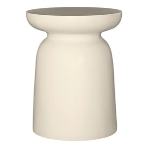 Akoni Large Side Table in resin by Uniqwa Collections in sand tone, mid-century inspired design, lightweight and durable, perfect for modern indoor or outdoor spaces.