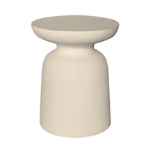 Load image into Gallery viewer, Akoni Small Side Table in resin by Uniqwa Collections in sand tone, mid-century inspired design, lightweight and durable, perfect for modern indoor or outdoor spaces.
