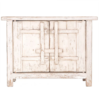 Reclaimed elm 2D Bulu Cabinet in white by Uniqwa, Magnolia Lane