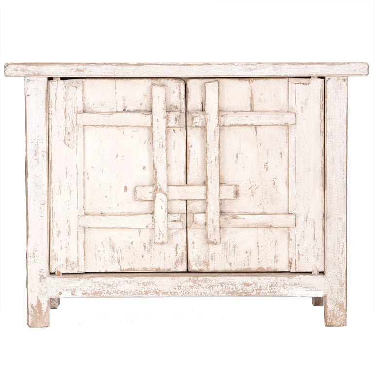 Reclaimed elm 2D Bulu Cabinet in white by Uniqwa, Magnolia Lane
