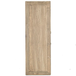 From the Bulu Collection the 2D storage cabinet is crafted from reclaimed vintage elm and pine with natural weathered details. Top perspective.