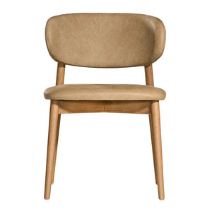 Capri Dining Chair in Savannah Nut by Uniqwa – luxury modern style with buffalo leather upholstery and white oak frame, ideal for refined residential or commercial interiors. front view