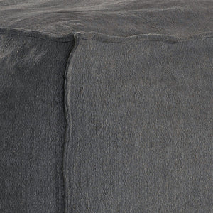 Hendrix Bedhead in charcoal with feather cushioning and removable linen slipcover, timber frame upholstered bedhead for modern coastal bedroom style.