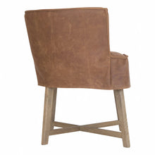 Load image into Gallery viewer, Guatemala Dining Chair – casual-luxe style chair with weathered oak legs and removable leather slipcover, handcrafted for relaxed sophistication and easy maintenance - side perspective