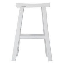 Load image into Gallery viewer, Handmade reclaimed elm wood barstool in a painted white finish, featuring natural variations for a unique coastal or villa style. By Uniwqa Collections, sold by Magnolia Lane Australia wide delivery. Front perspective.