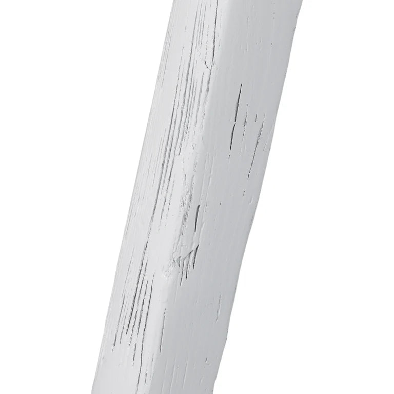 Handmade reclaimed elm wood barstool in a painted white finish, featuring natural variations for a unique coastal or villa style. By Uniwqa Collections, sold by Magnolia Lane Australia wide delivery. Leg detail 1.