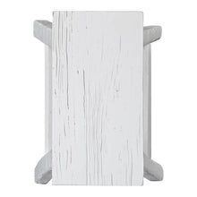 Load image into Gallery viewer, Handmade reclaimed elm wood barstool in a painted white finish, featuring natural variations for a unique coastal or villa style. By Uniwqa Collections, sold by Magnolia Lane Australia wide delivery. Top perspective.