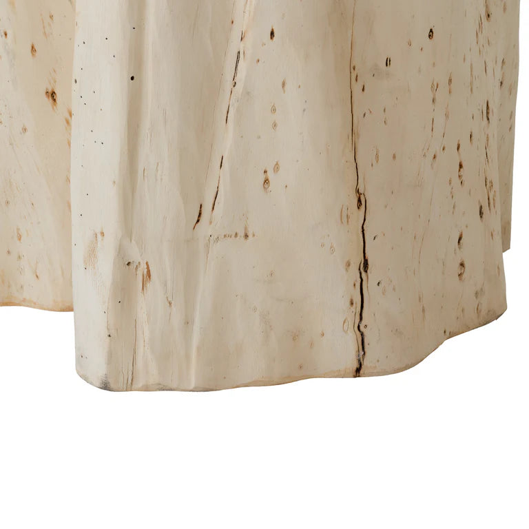 Malani Side Table handcrafted from Bodhi Fig Tree root with natural organic shape and warm wood tones – each piece uniquely formed by nature.  Detailed perspective 5